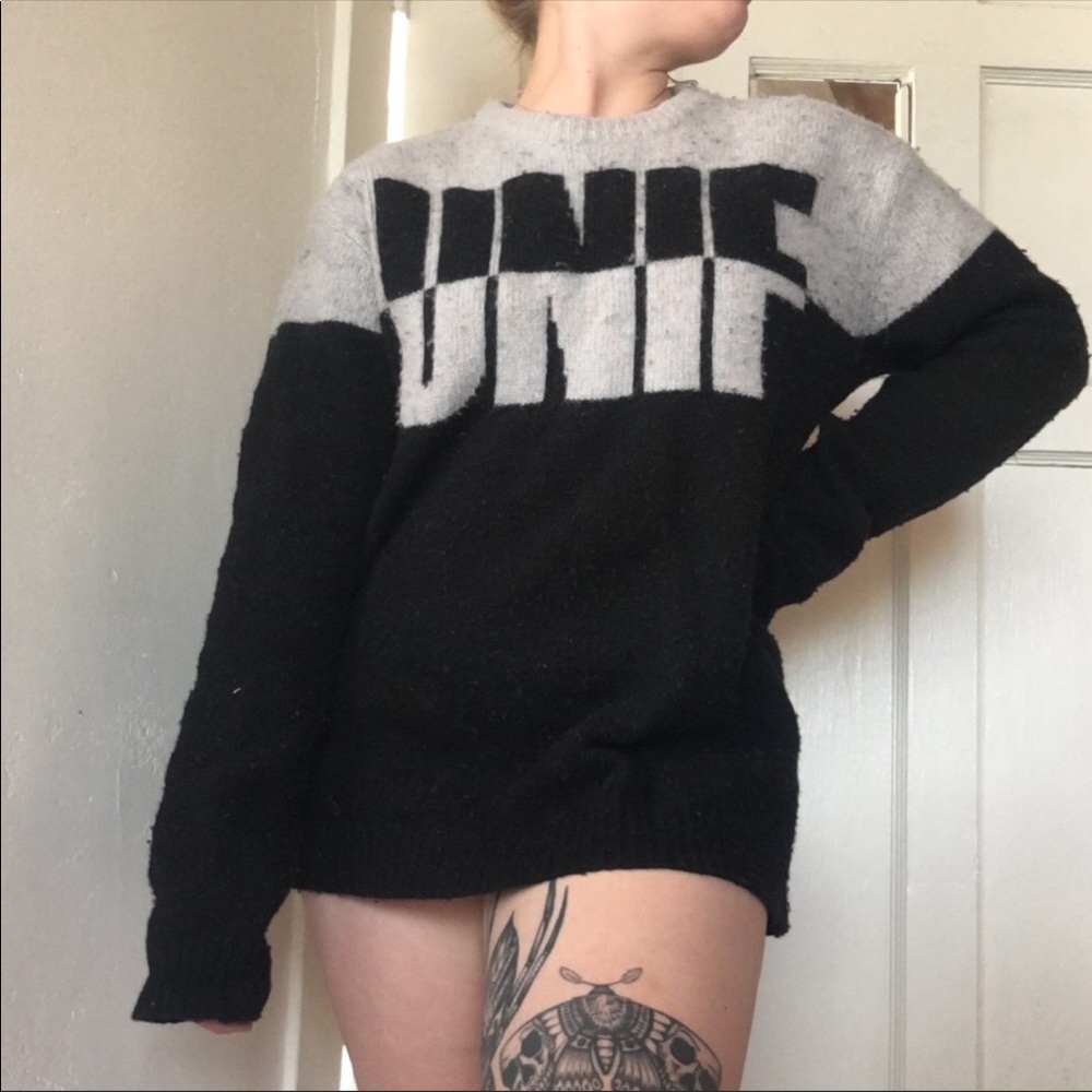 UNIF RARE Flip Logo Sweater Wool Blend